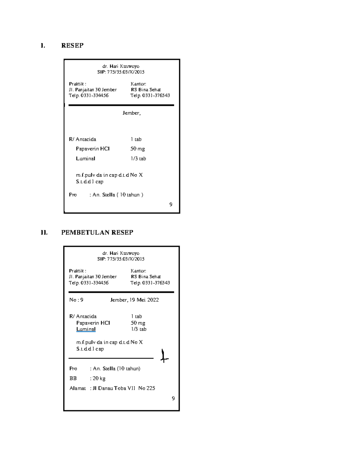 Jurnal Sediaan Kapsul Antasida - I. RESEP II. PEMBETULAN RESEP No : 9 ...