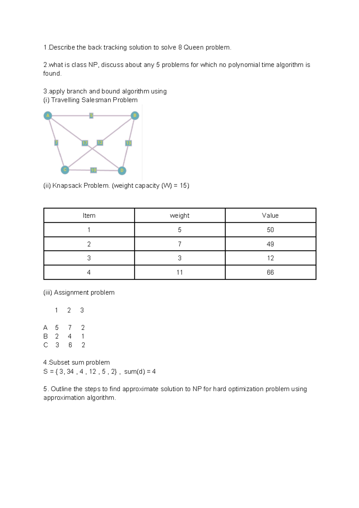 Daa assignment 3 - 1 the back tracking solution to solve 8 Queen ...