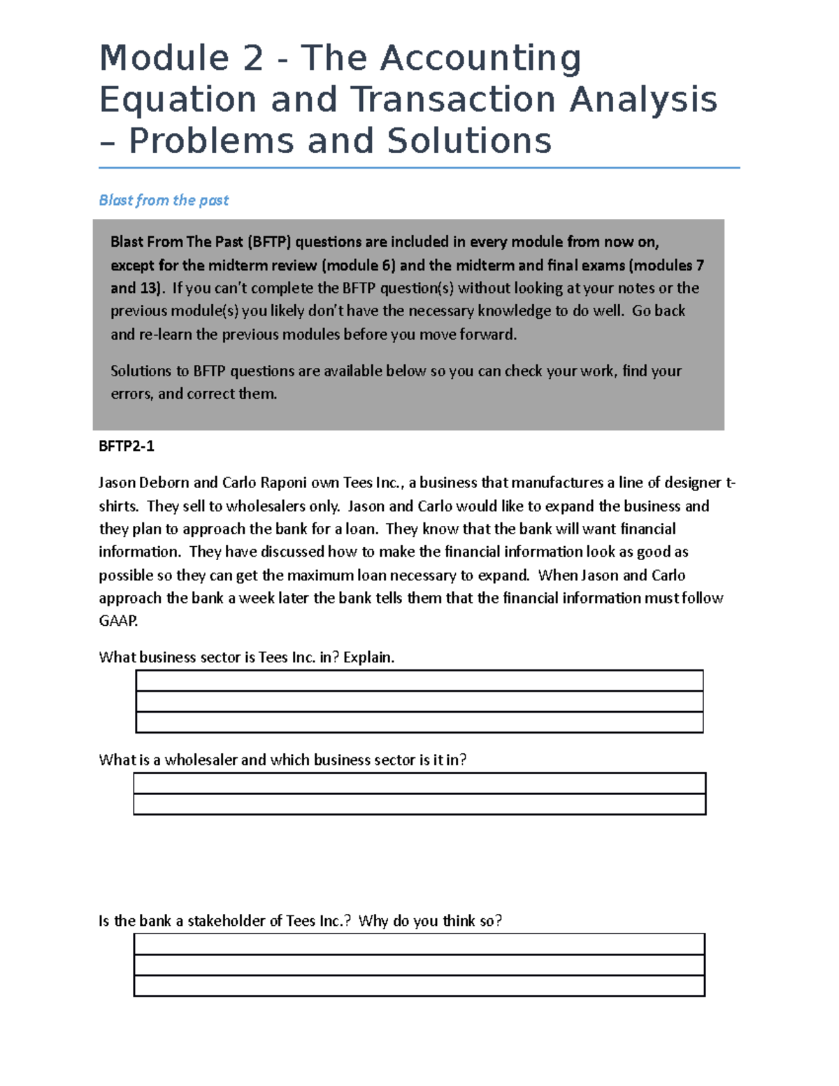 Module 2 - Problems And Solutions - Module 2 - The Accounting Equation ...