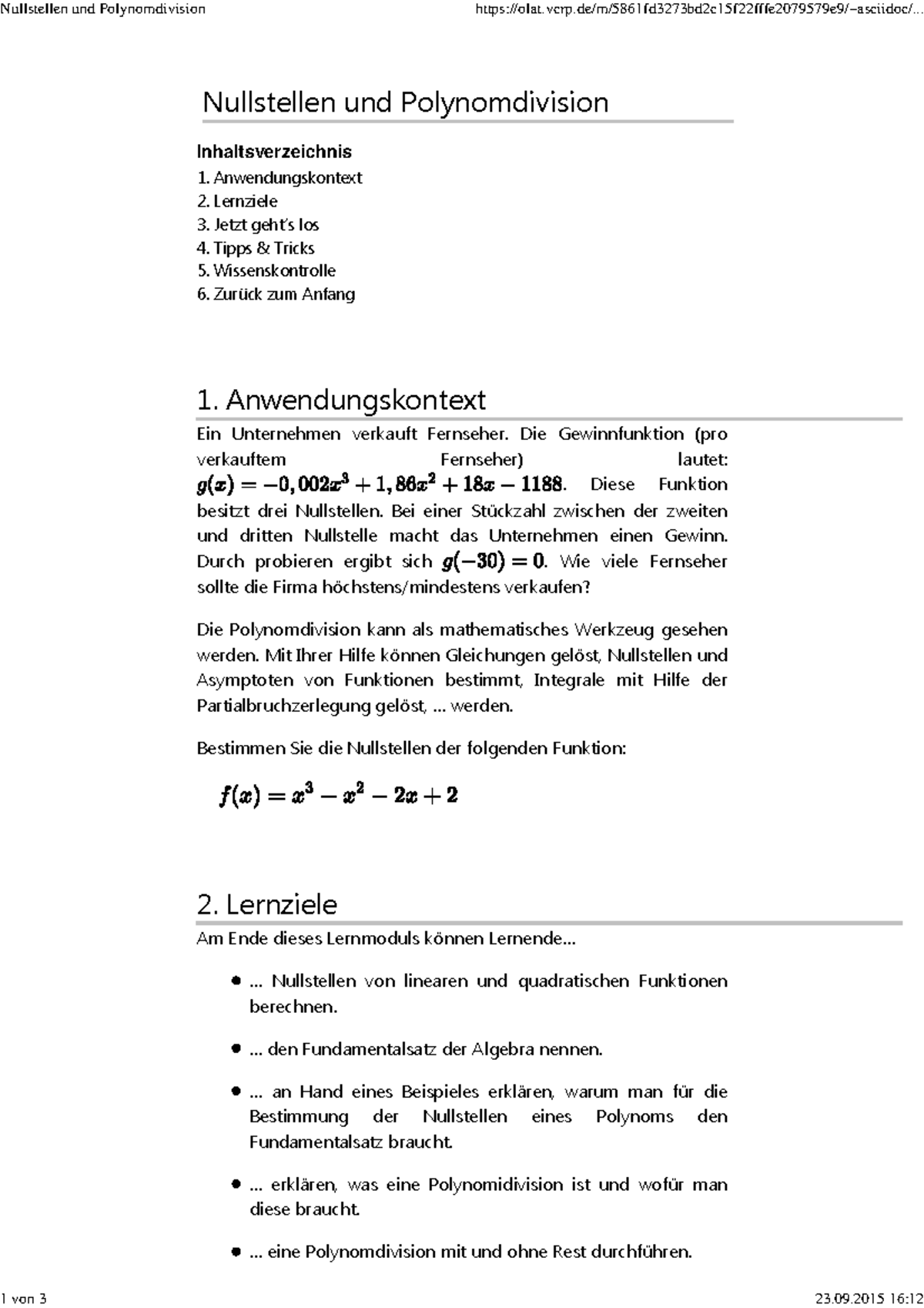 Vorkurs Mathe Block 4-3 Nullstellen 00 Einfuehrung - Nullstellen und ...