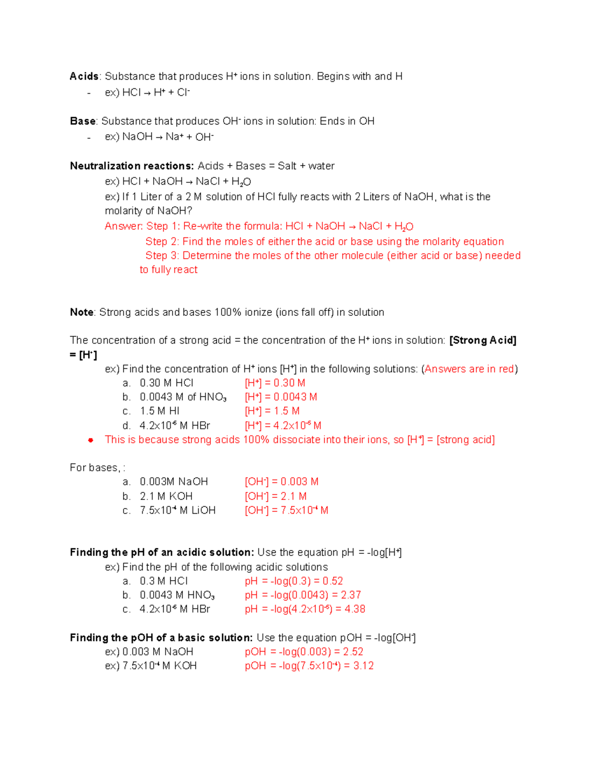 Base%20study%20guide - Acids: Substance that produces H+ ions in ...