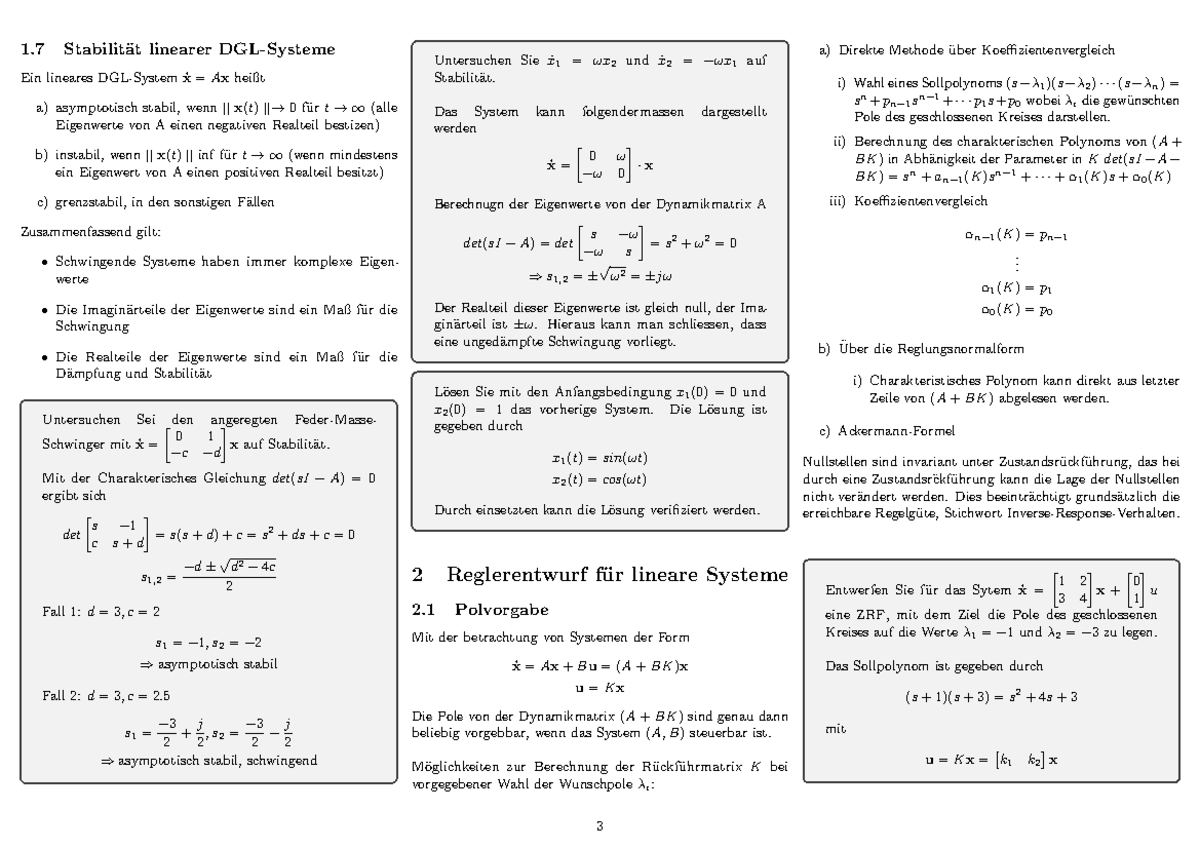 Cheat Sheet page 31 - asdfasdf - 1 Stabilit ̈at linearer DGL-Systeme ...