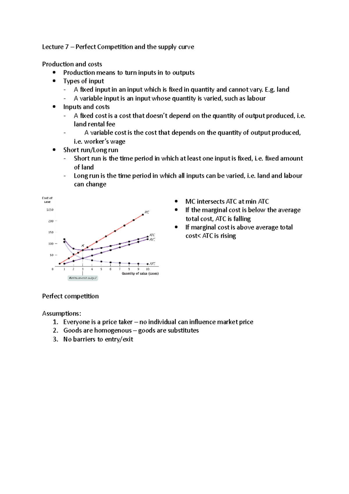 Lecture 7 – Perfect Competition and the supply curve - Lecture 7 ...