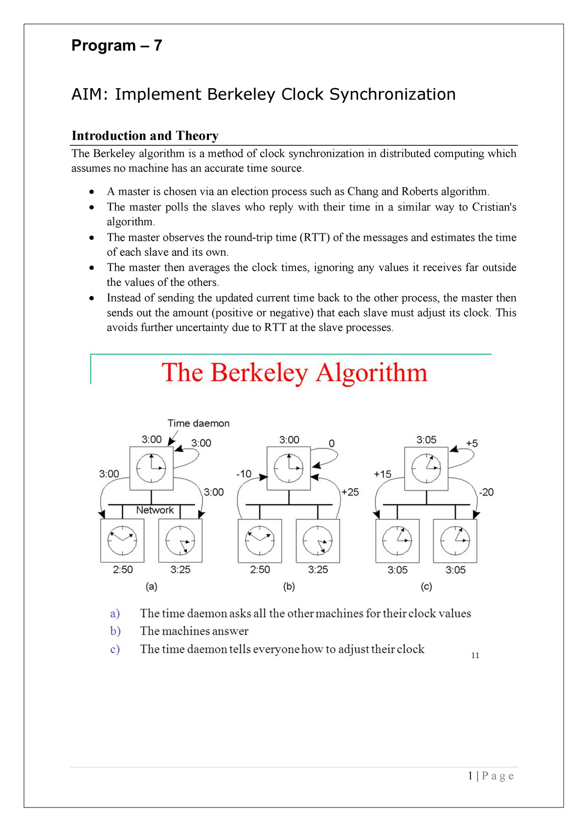 Lab 7 Berkley clock AIM Implement Berkeley Clock Synchronization