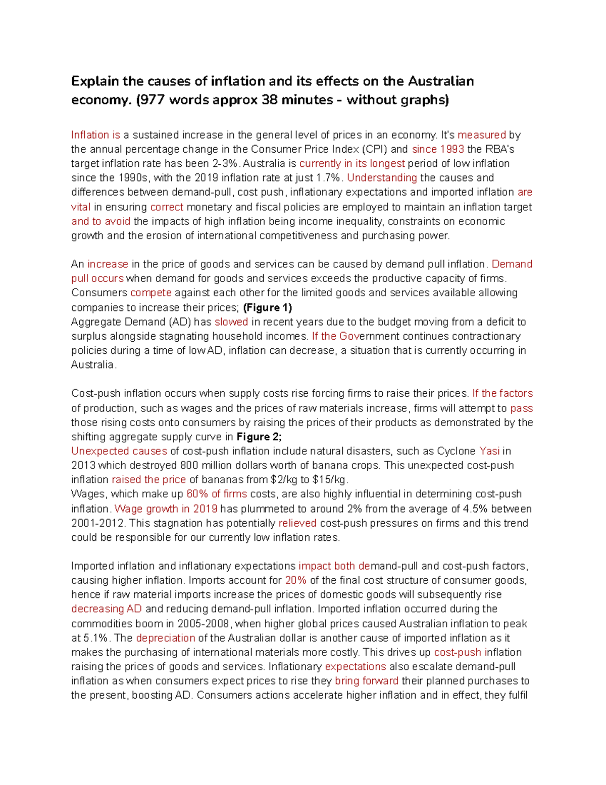 outline of essay inflation