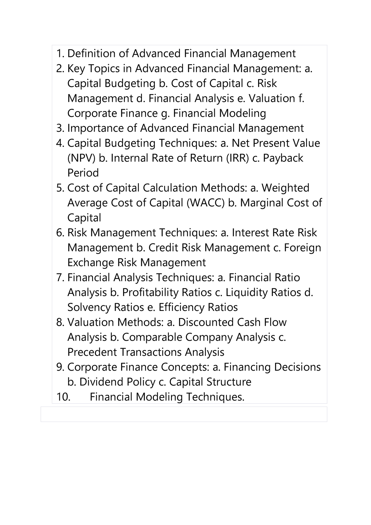 Advanced Financial Management - Capital Budgeting B. Cost Of Capital C ...