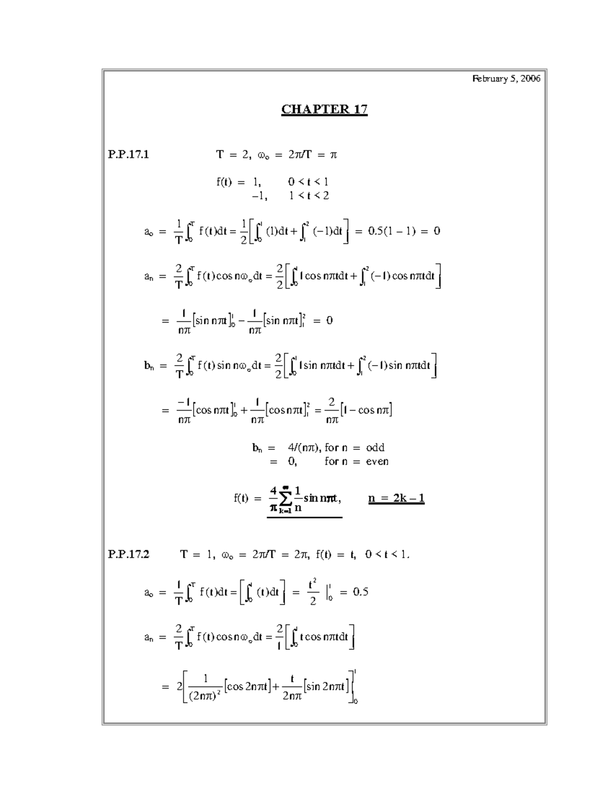 Chapt 17실전문제 practice problem 입니다 - February 5, 2006 CHAPTER 17 P.P.17 ...
