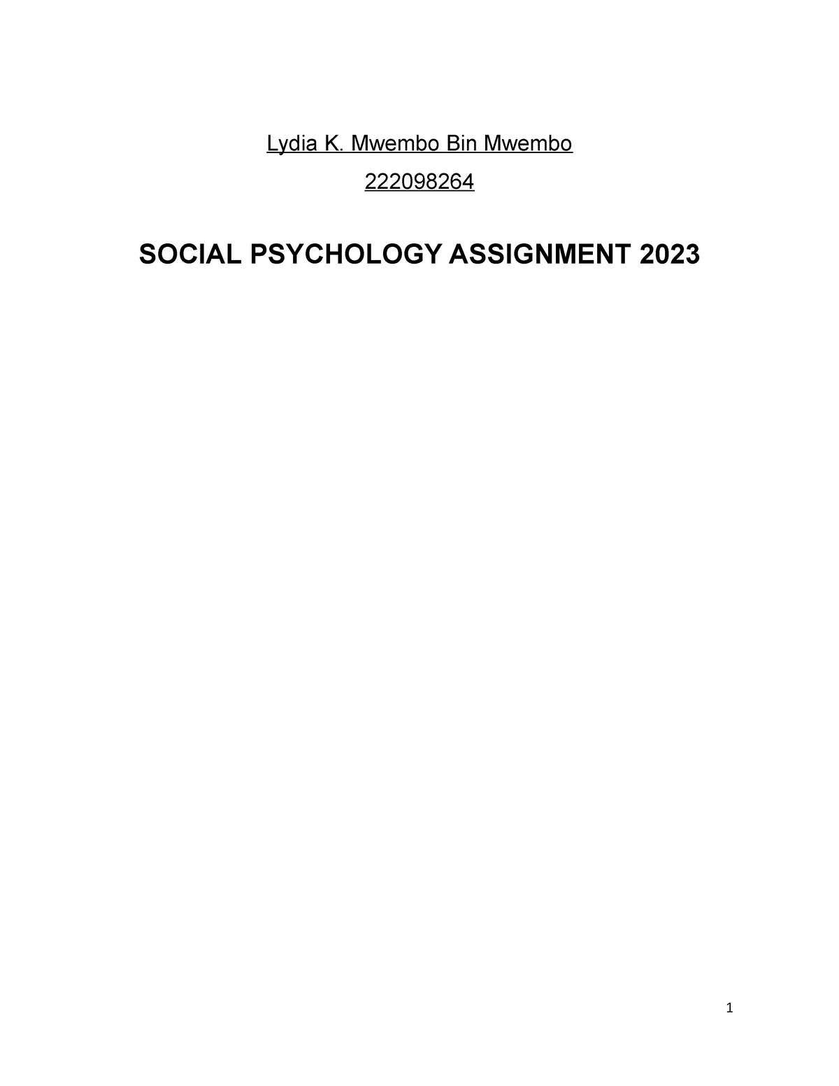 social psychology assignment