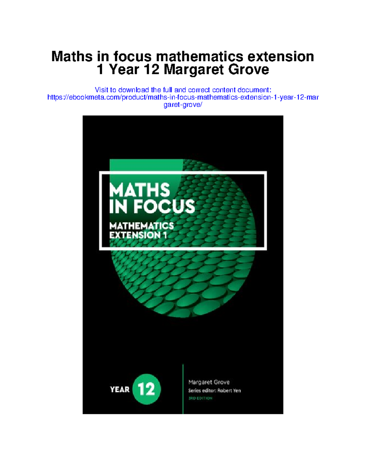 738505689 Download pdf Maths In Focus Mathematics Extension 1 Year 12