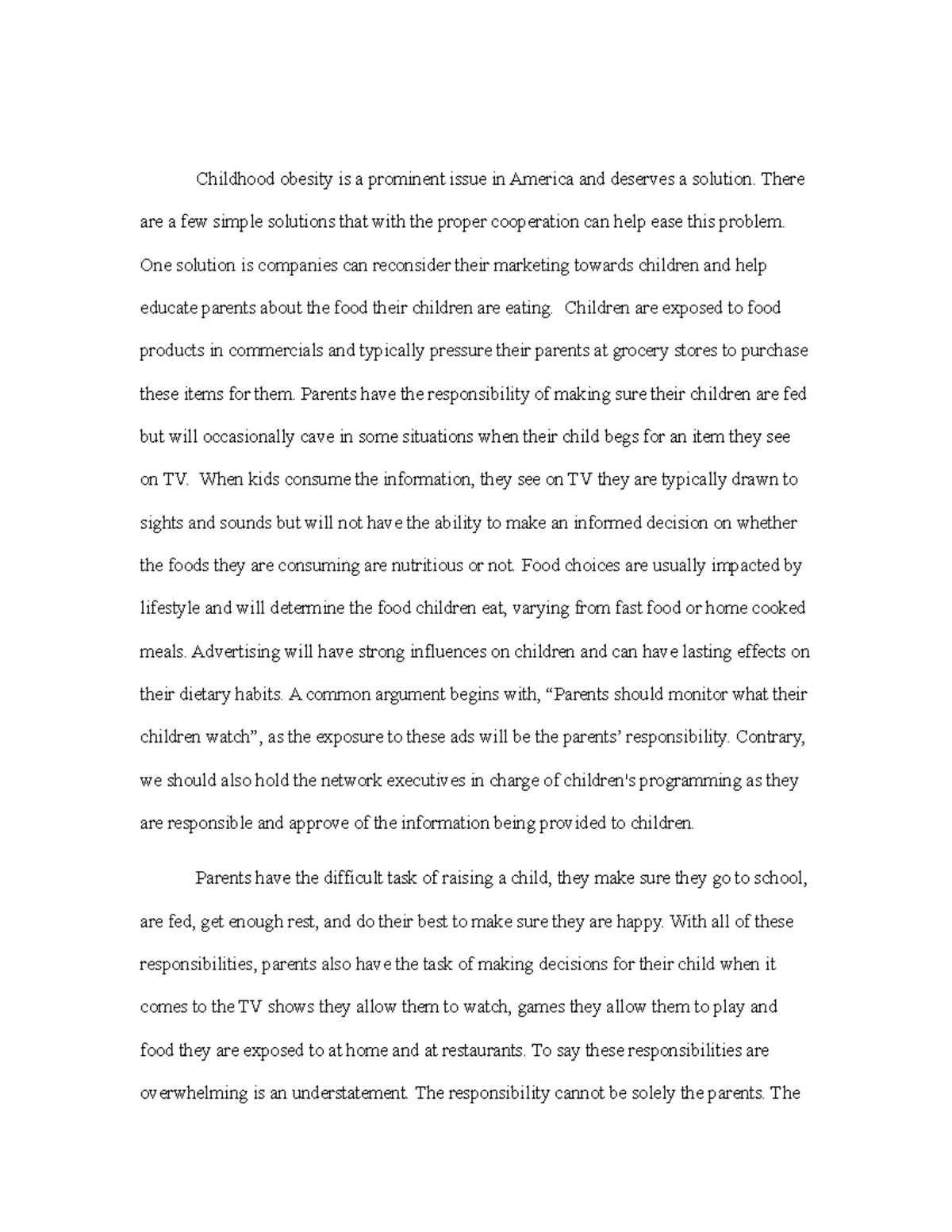 persuasive essay on obesity in america