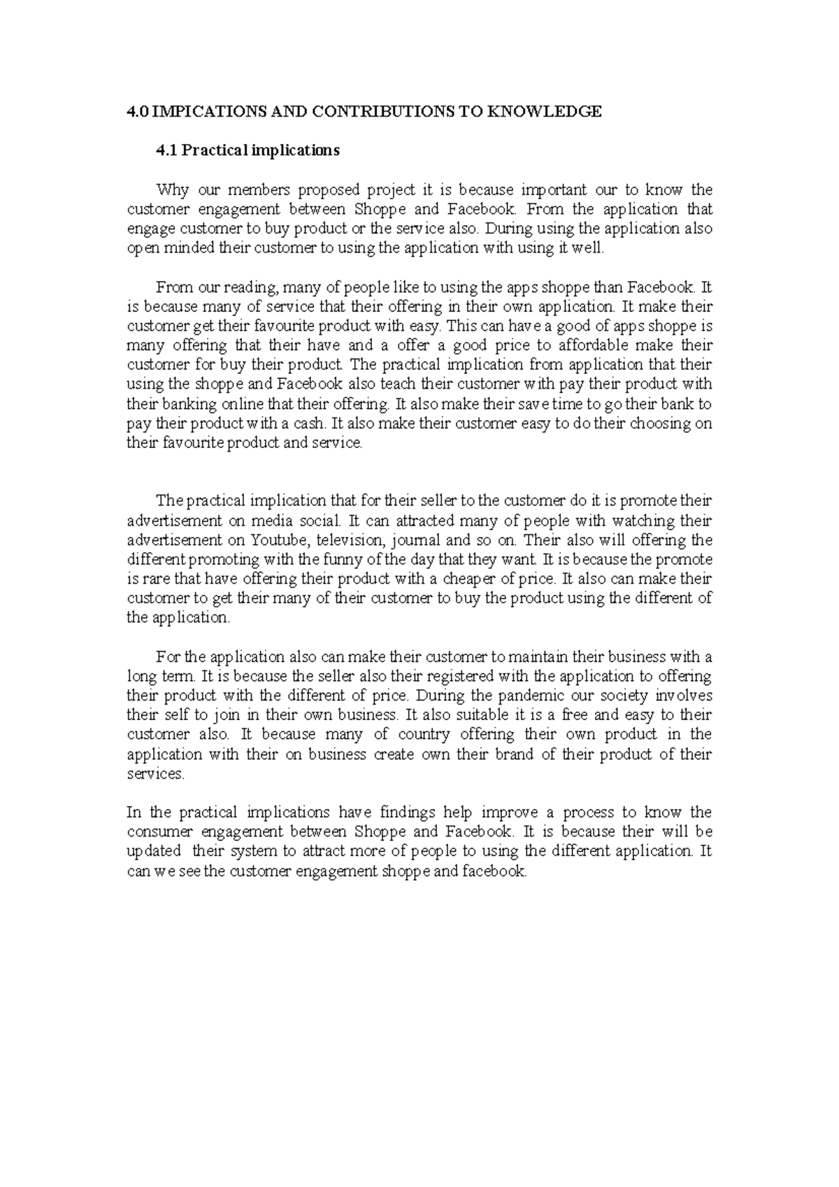 Marketing Research Proposal - 4 IMPICATIONS AND CONTRIBUTIONS TO ...