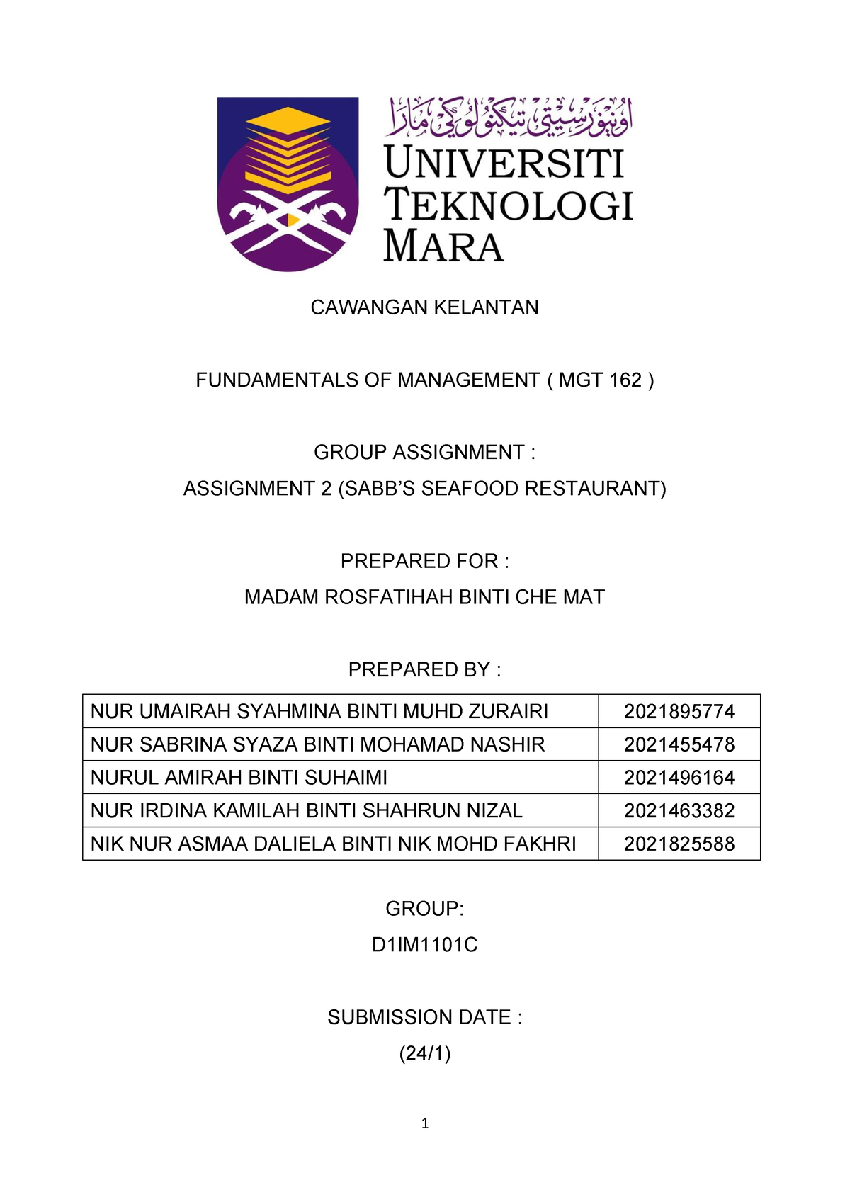group assignment mgt 162