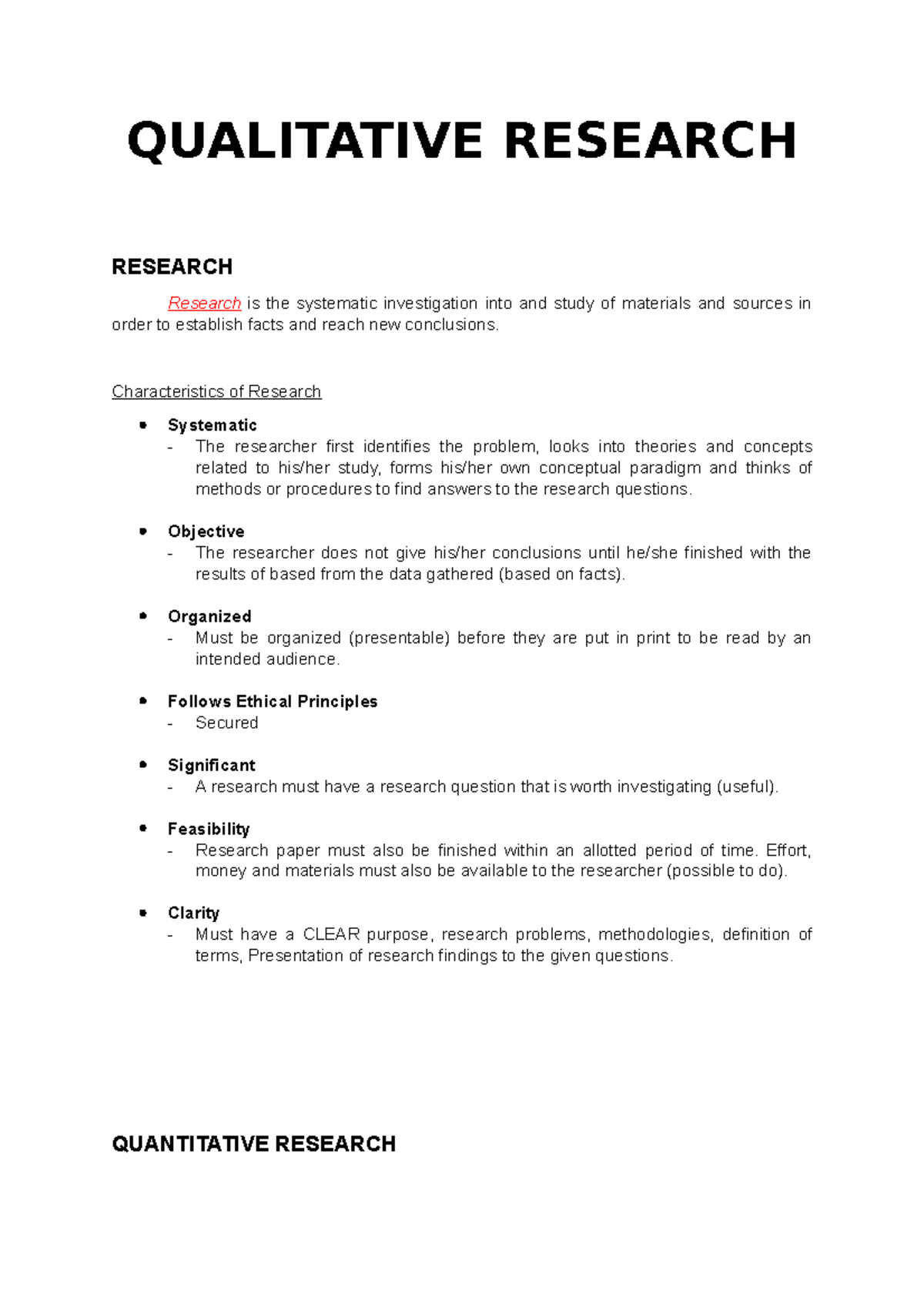 Qualitative Research - QUALITATIVE RESEARCH RESEARCH Research is the ...