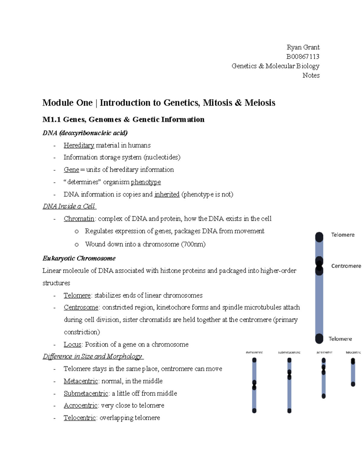 Genetics Notes Unit I - Ryan Grant B Genetics & Molecular Biology Notes ...