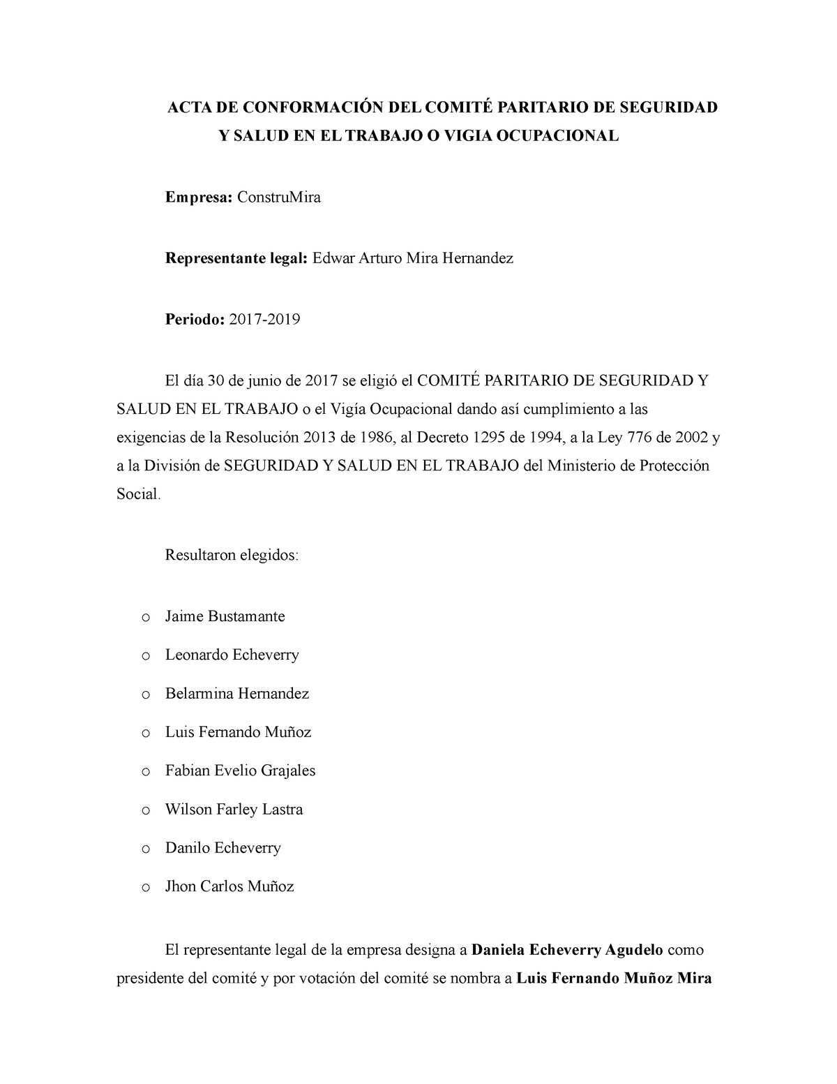 8. Acta De Conformación Del Copasst - Sistema De Gestión De La ...