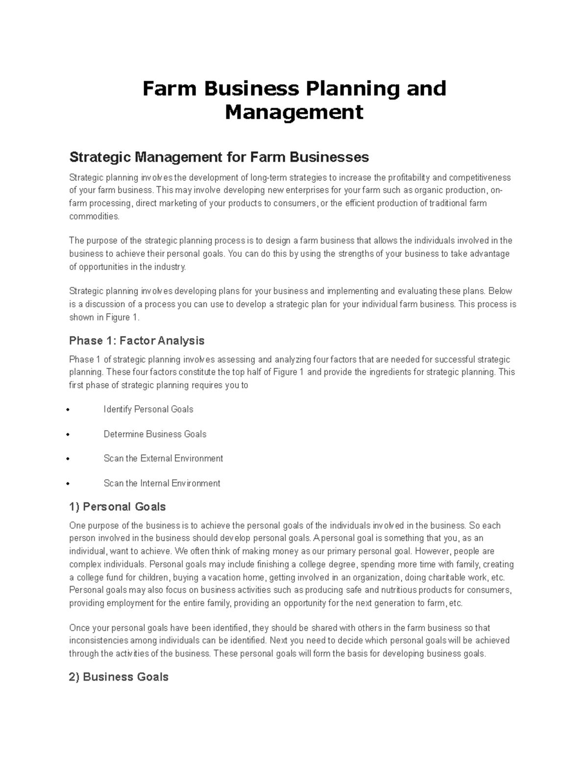 Management for Farm Businesses Planinging - Farm Business Planning and ...