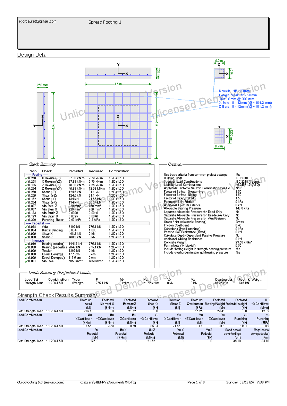 Mo - Summary structural analysys 1 - Unlicensed Demo VersionUnlicensed ...