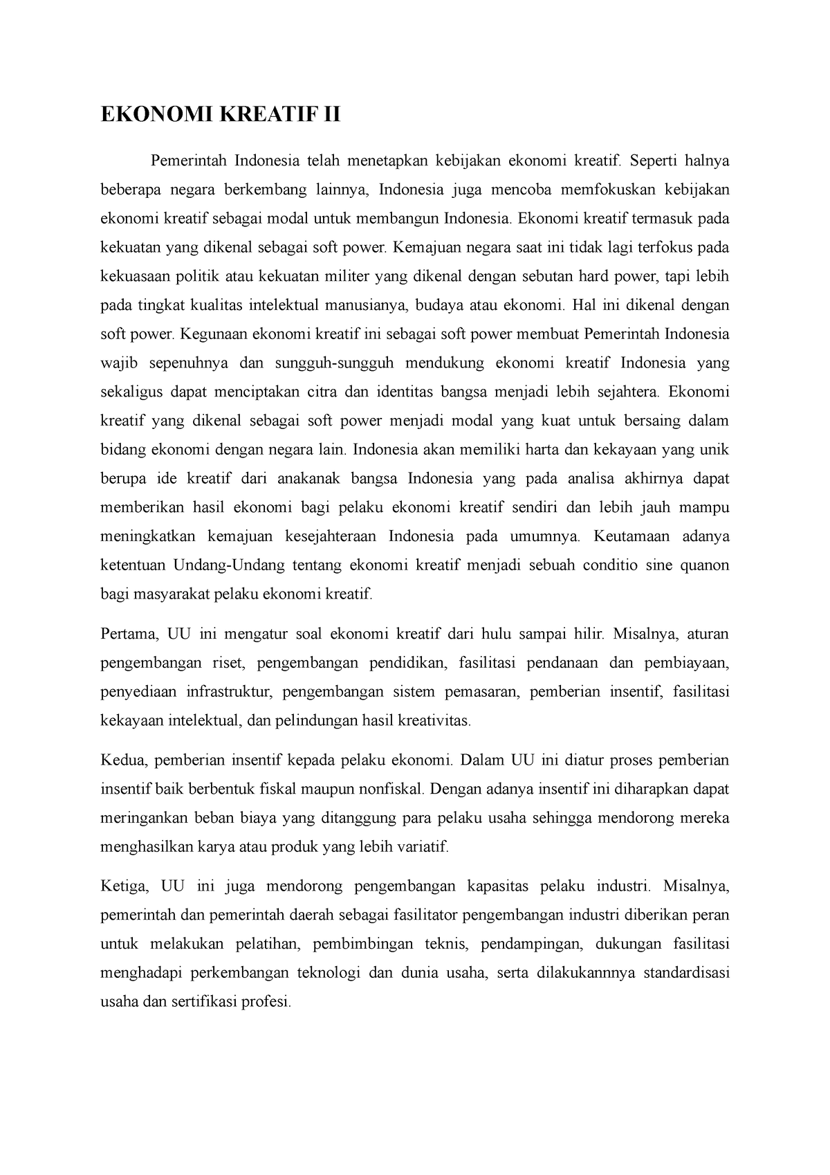 contoh essay ekonomi kreatif pdf