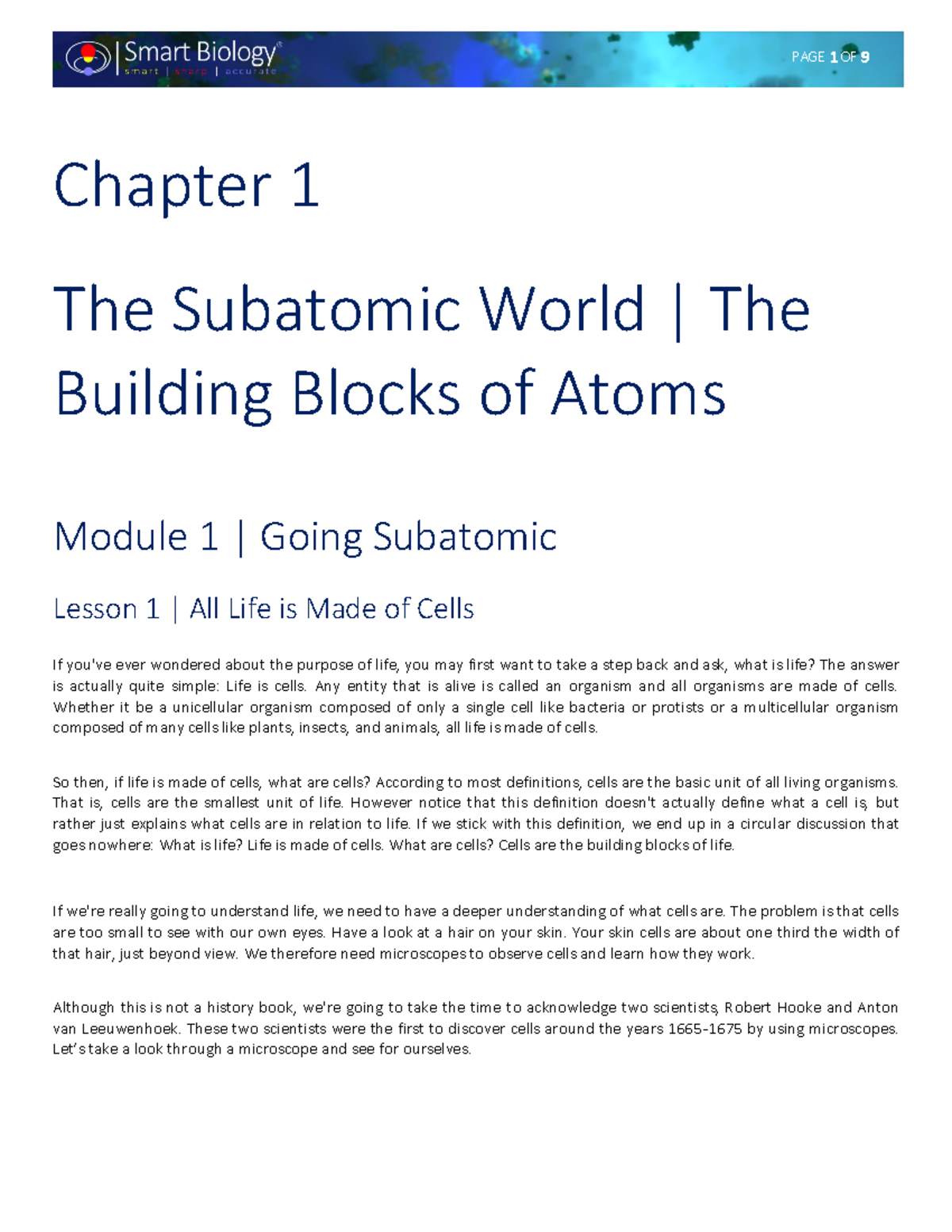 BIO Notes For Cell Biology - Chapter 1 The Subatomic World | The ...