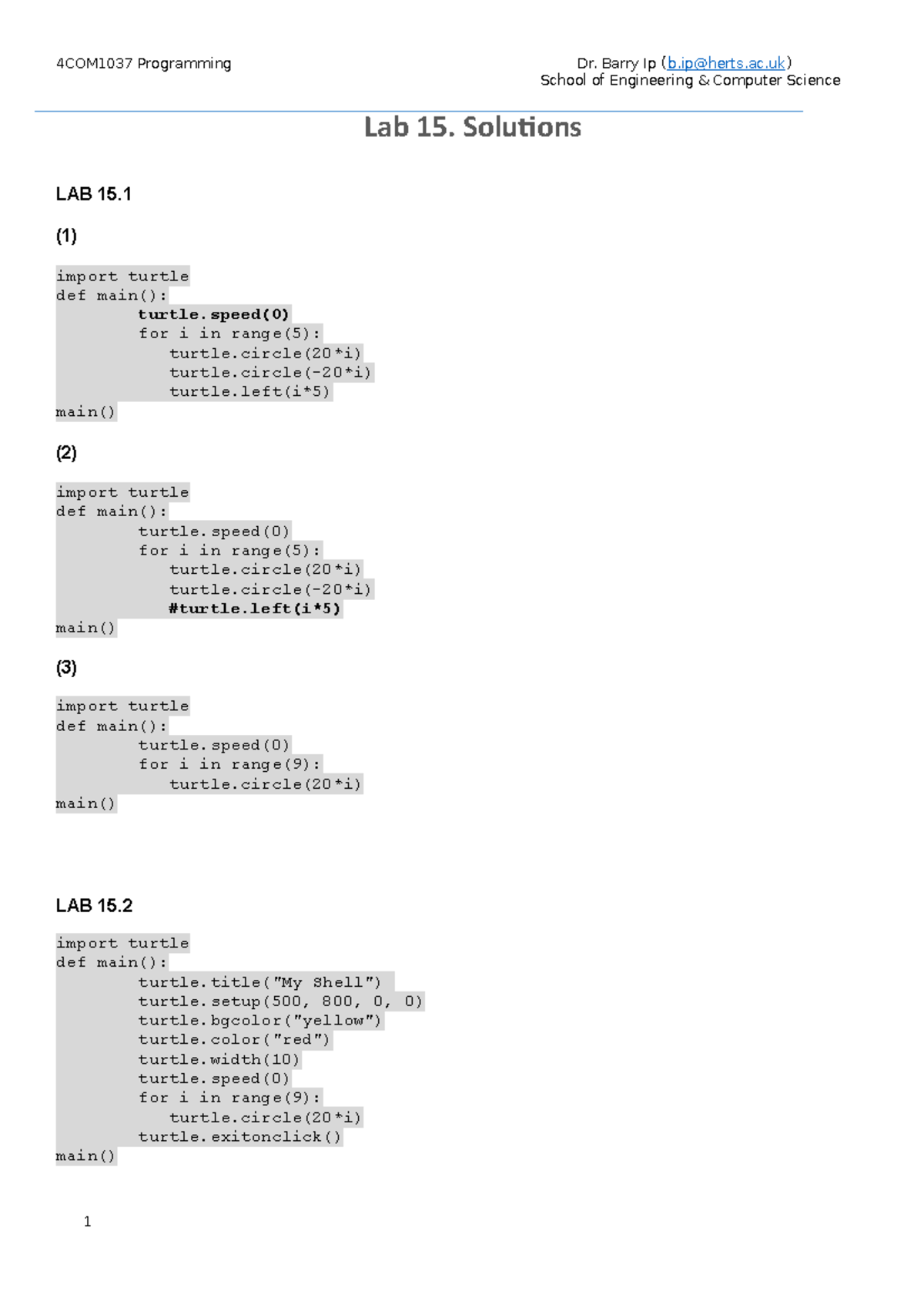 Lab 15. Solutions - Practice materials programming - 4COM1037 ...