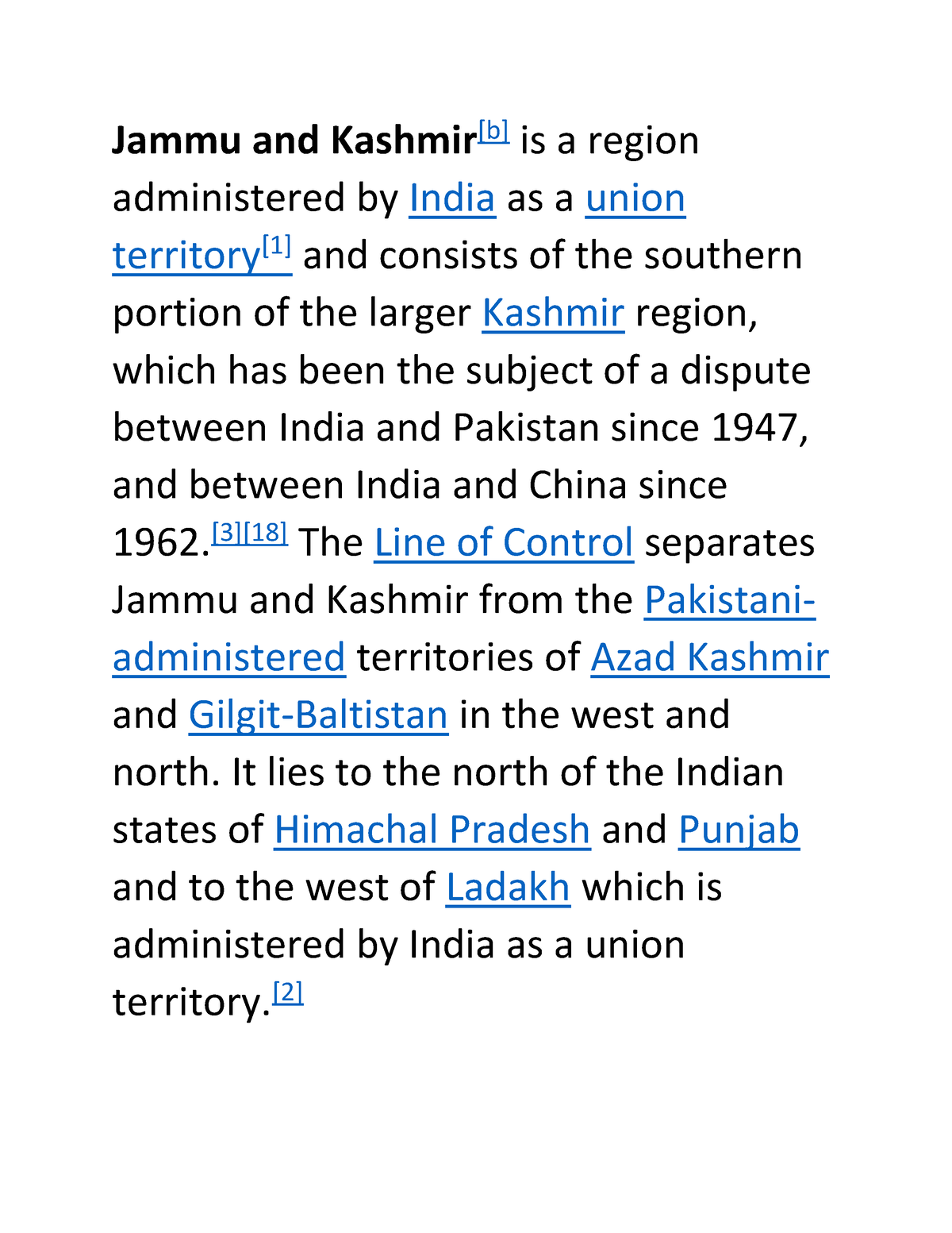 Jammu And Kashmir GK - Jammu And Kashmir[b] Is A Region Administered By ...