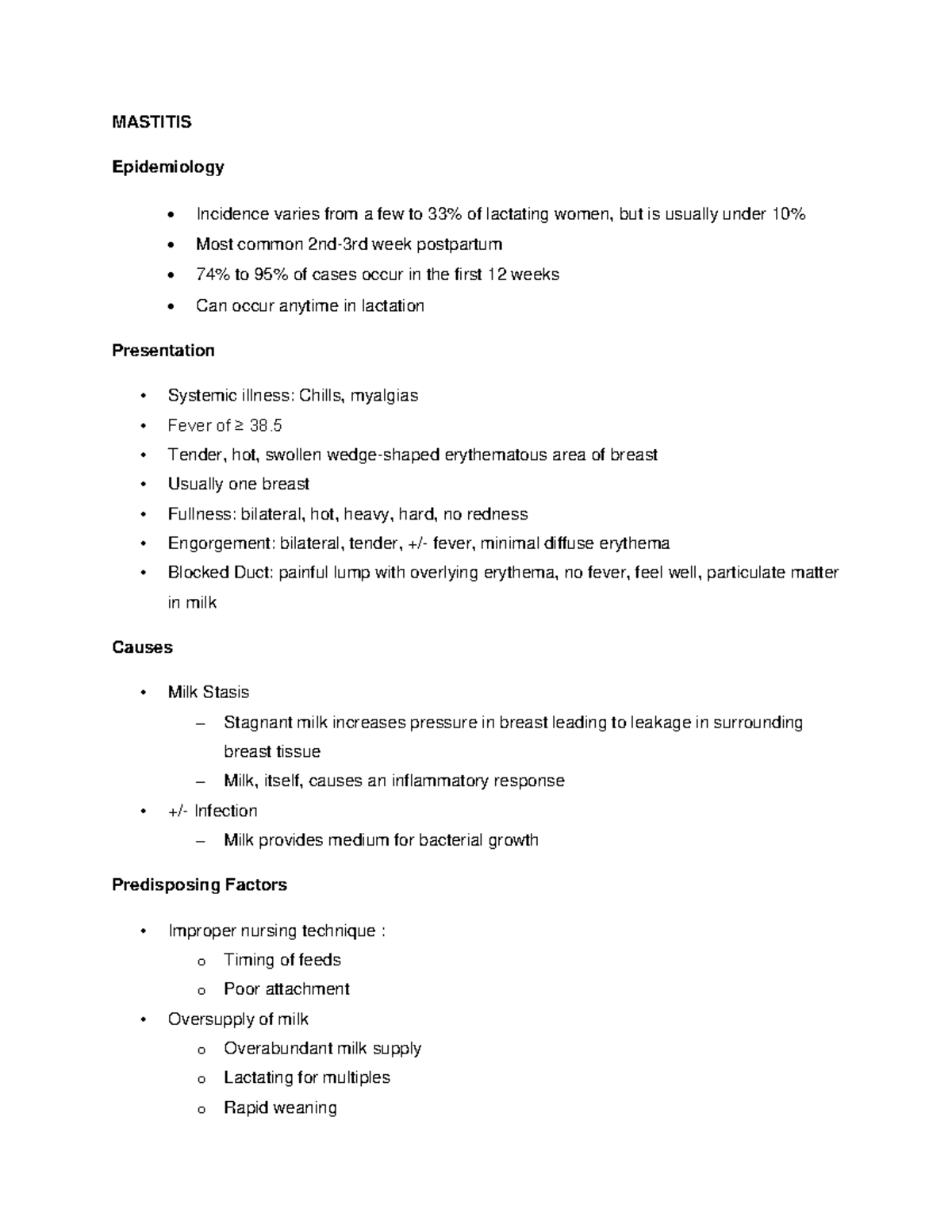 Lactation Pathology - surgical mastitis - MASTITIS Epidemiology ...