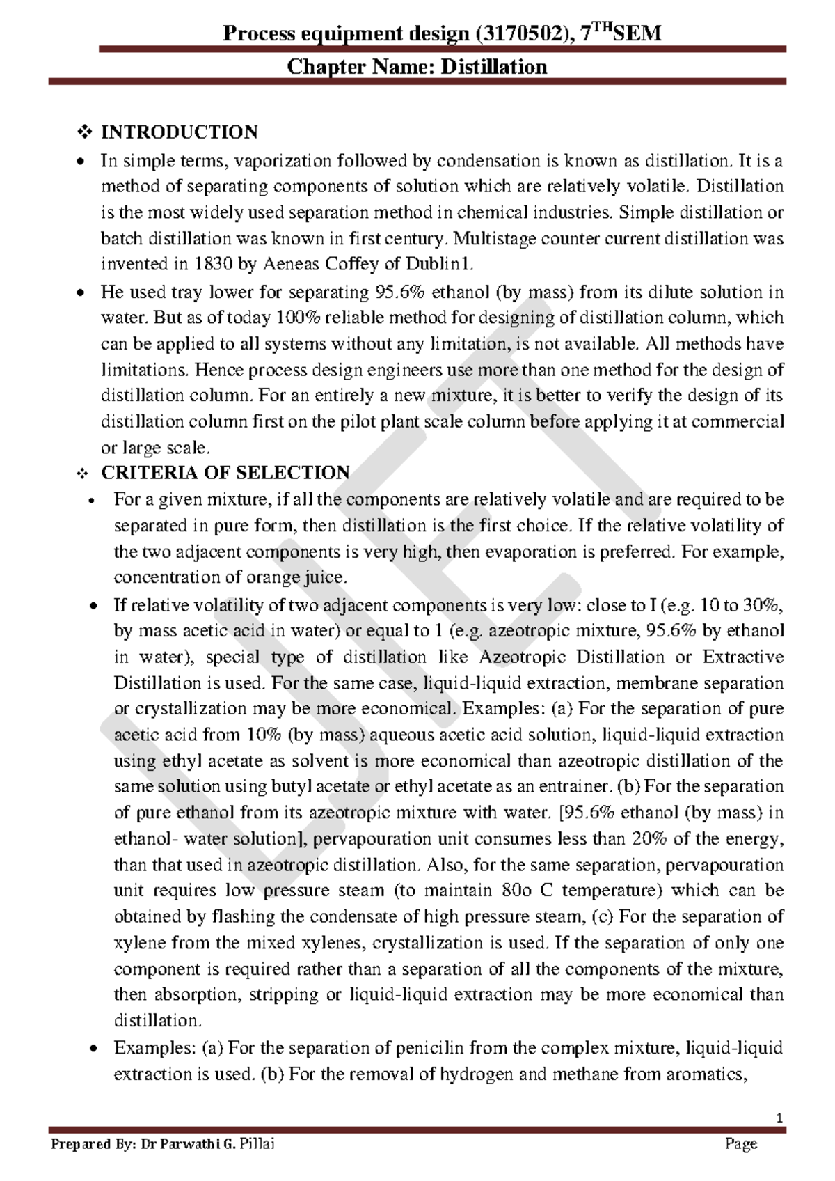Design distillation column - Process equipment design ( 3170502 ), 7 ...