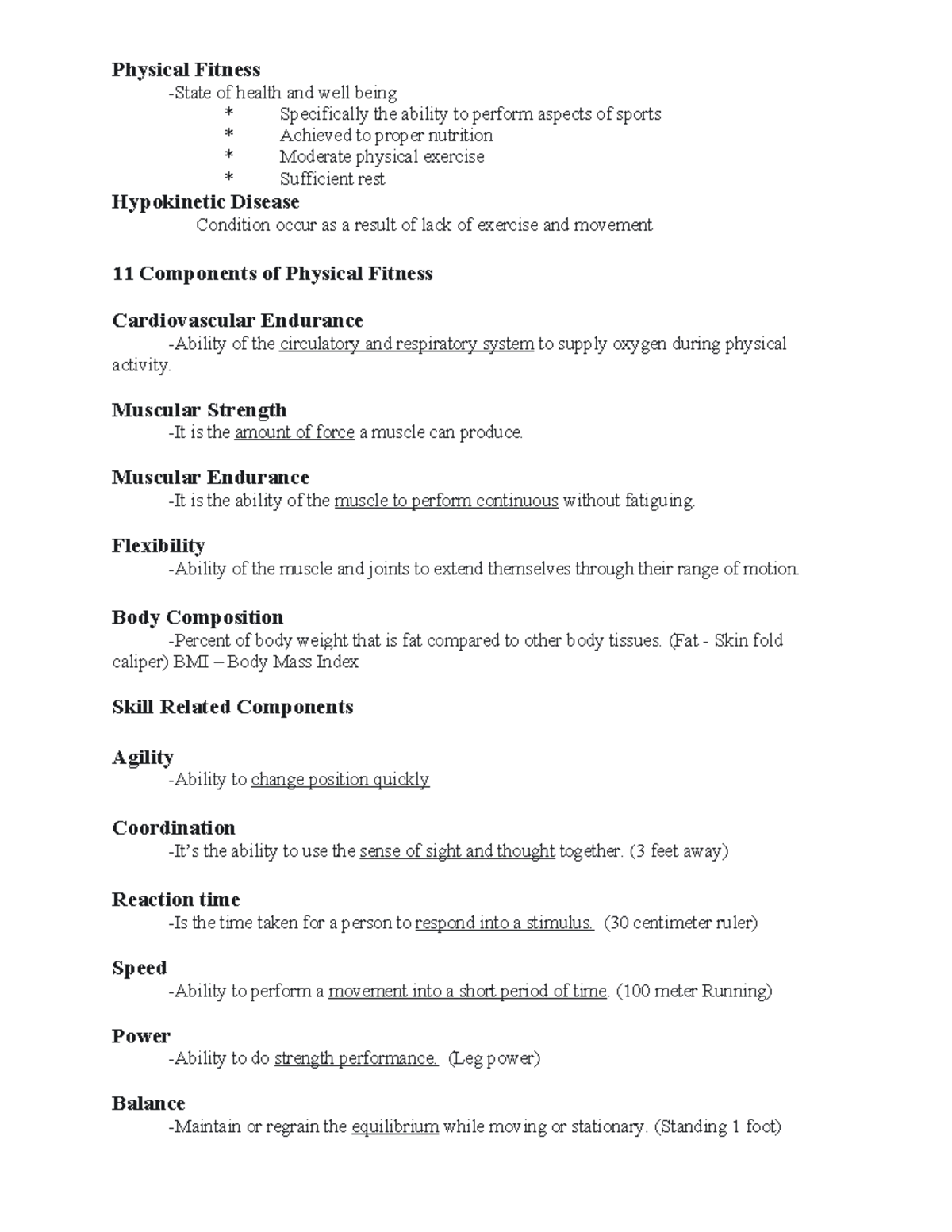 Physical Fitness - .... - Physical Fitness -State of health and well ...