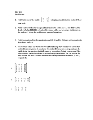 M104 Ch. 1.2 HW - Finite Math Ch. 1.3 (Linear Functions and ...