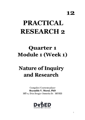 PR 2 PT 2 - practical research - STATEMENT OF THE PROBLEM The purpose ...