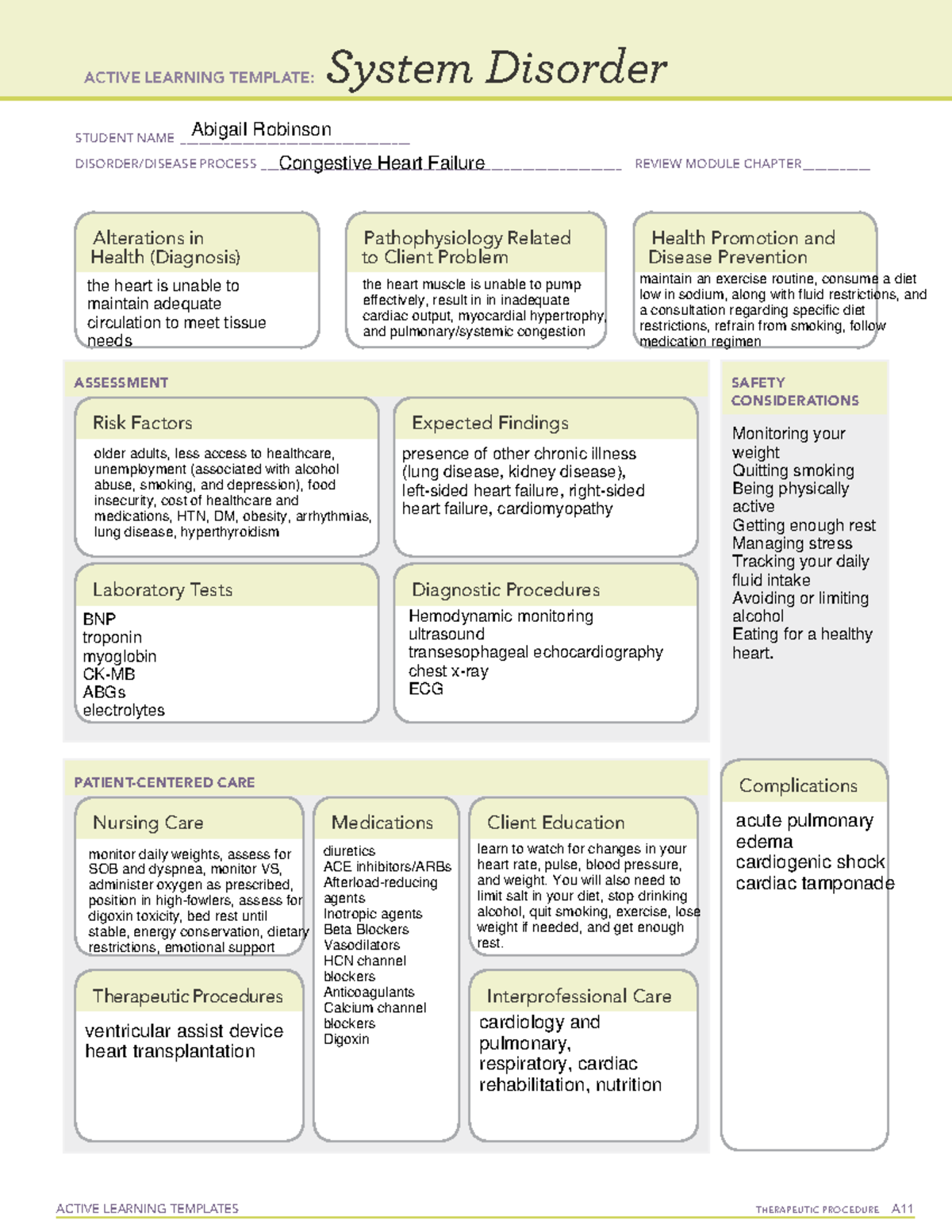 System Disorder Chf - Chf - Active Learning Templates Therapeutic 