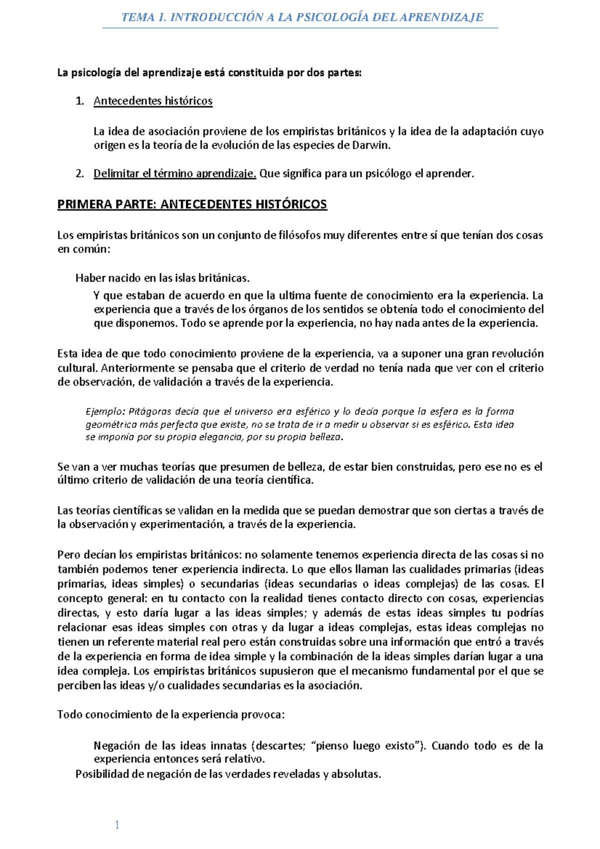 Fundamentos del Aprendizaje y la Conducta Apuntes Binder1 TEMA 1