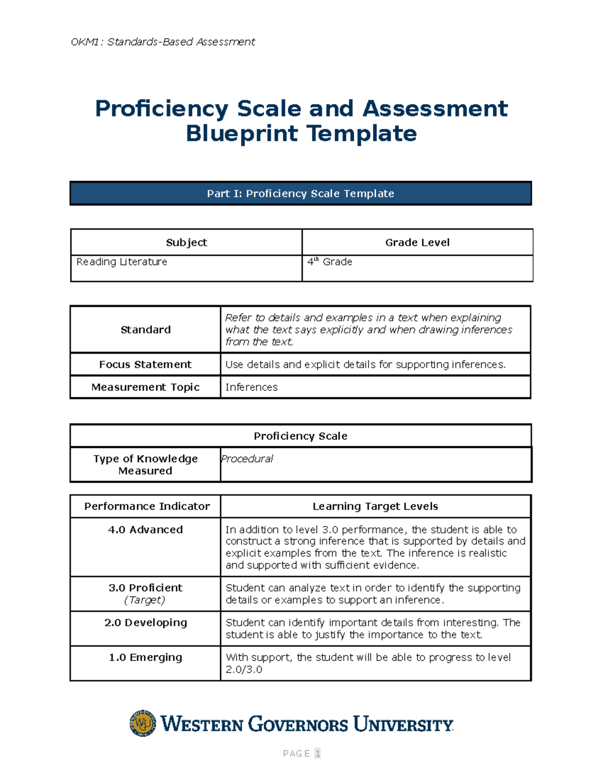 OKM1 Task 2 - D184 Task 2 - OKM1: Standards-Based Assessment ...