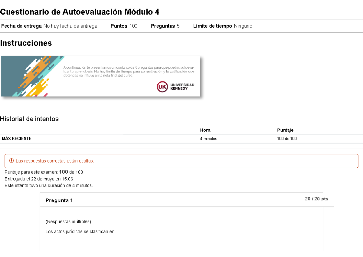 Cuestionario De Autoevaluación Módulo 4 Derecho Civil Parte General ...