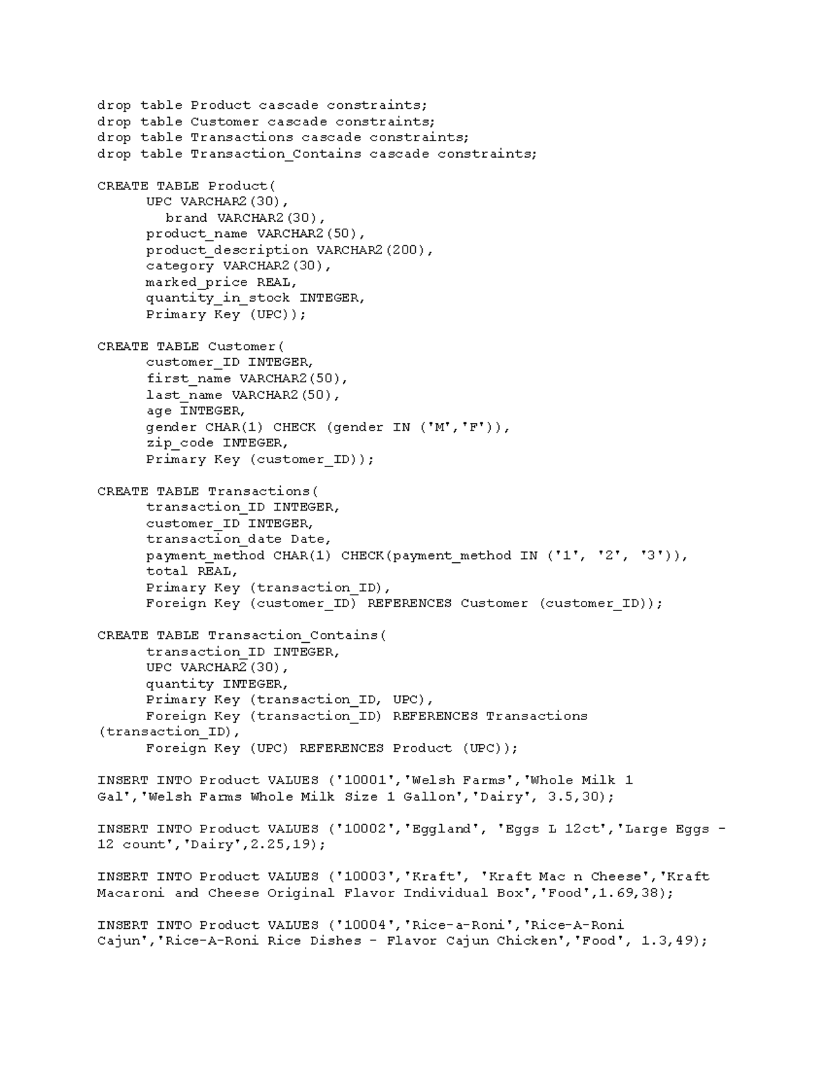 Converted fileproinfo project 13 drop table Product cascade