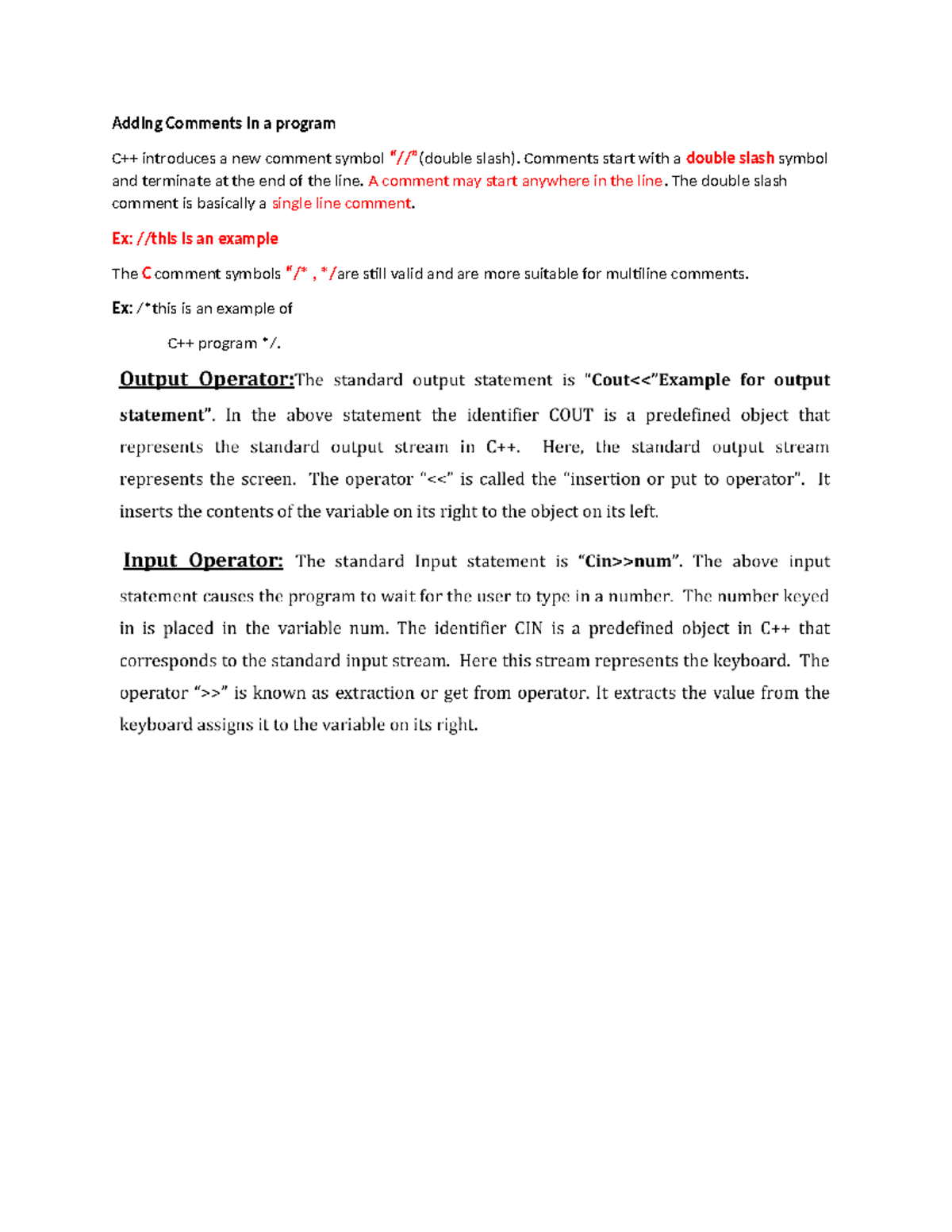 Adding Comments in a program - C++ Programing - Comments start with a ...