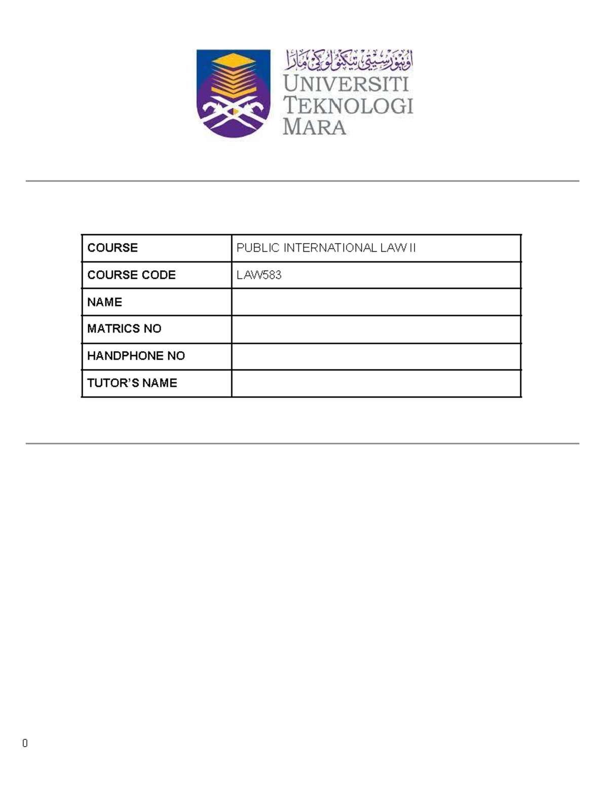 International LAW 2 - Assignment 2 for your reference - COURSE PUBLIC ...