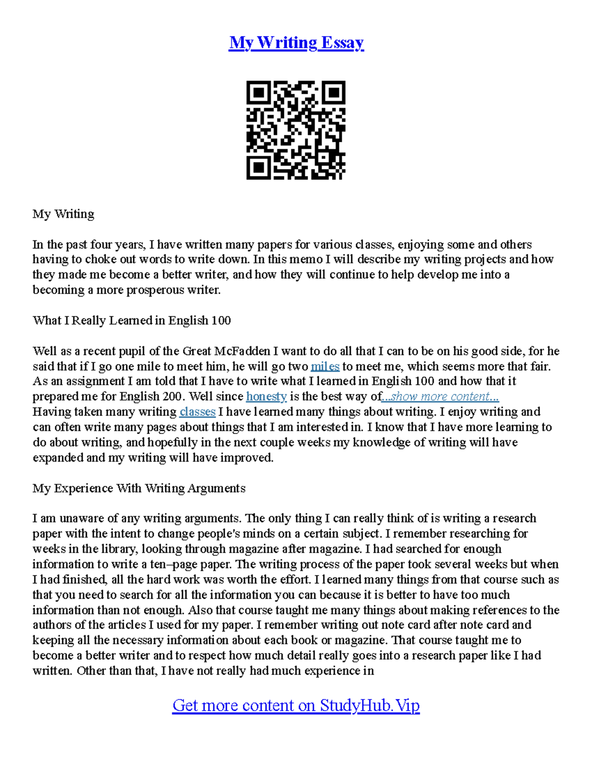 Professional Essay Writing Help - My Writing Essay My Writing In the ...