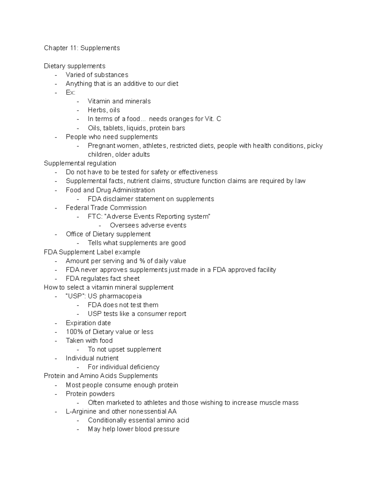Ch. 11 Supplements - Chapter 11: Supplements Dietary supplements ...
