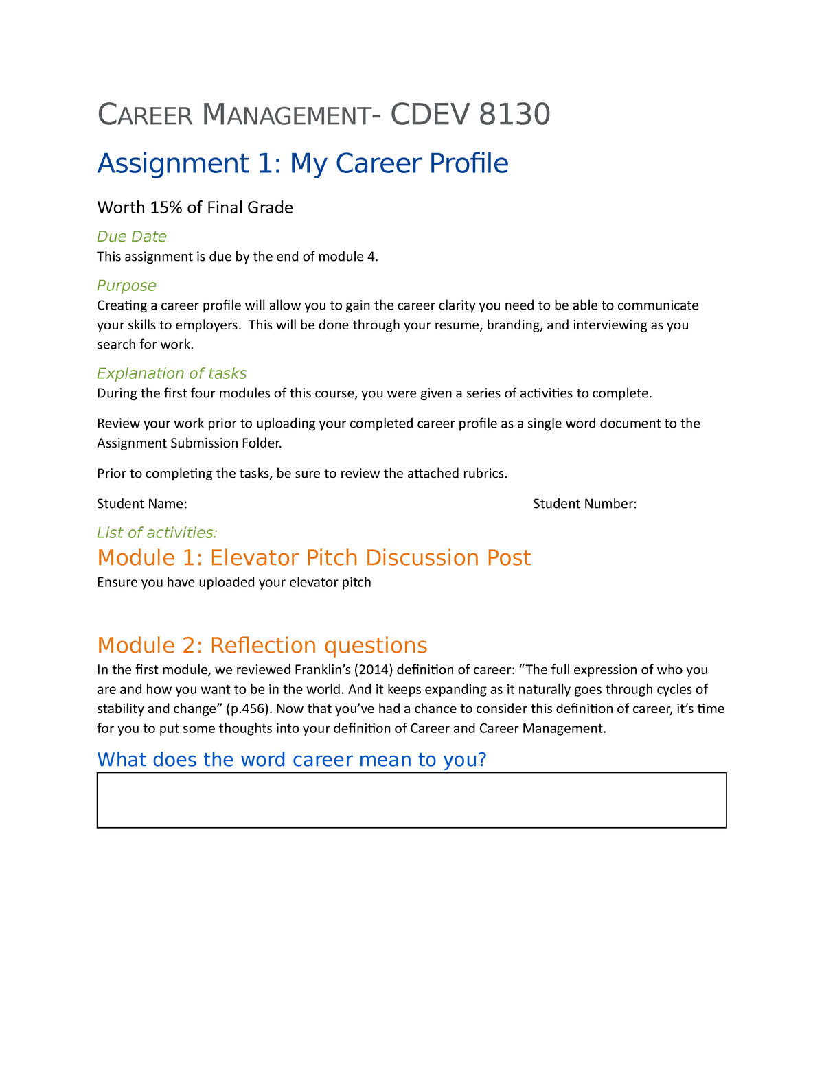 career management assignment 3