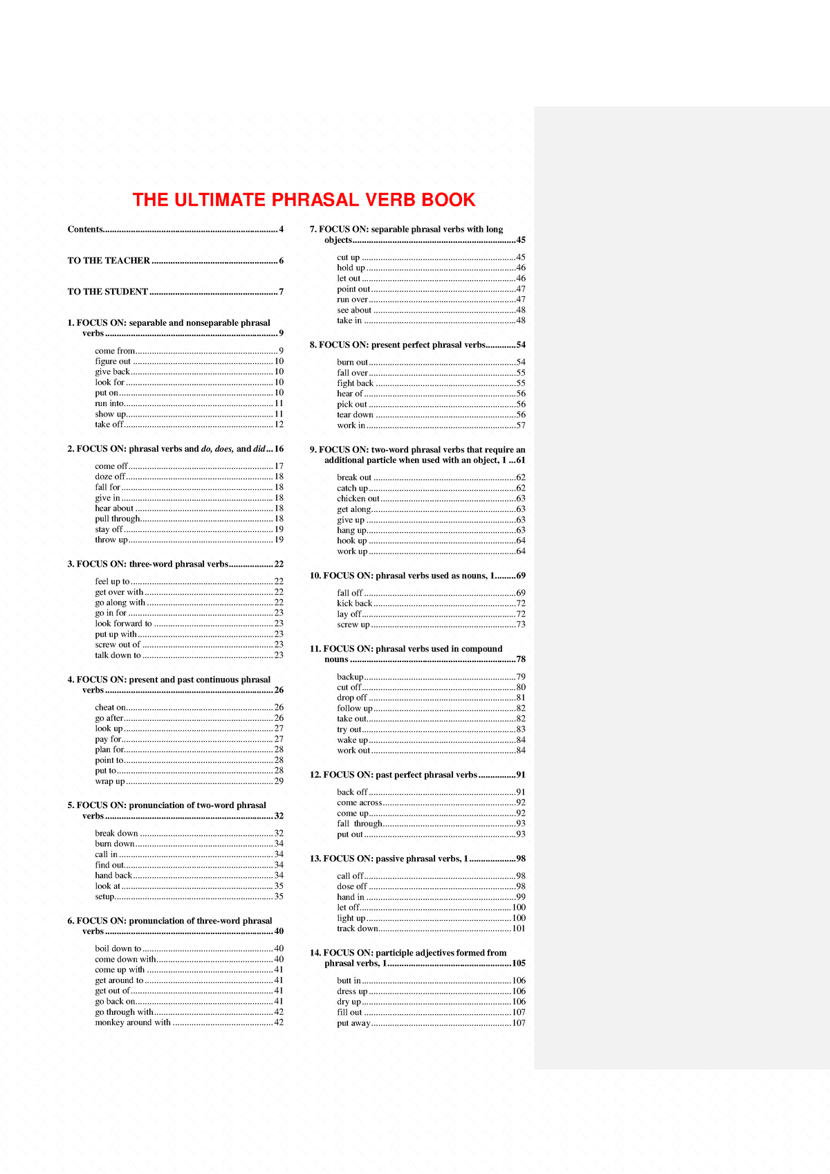 THE Ultimate Phrasal Verbs BOOK - THE ULTIMATE PHRASAL VERB BOOK FOCUS ...