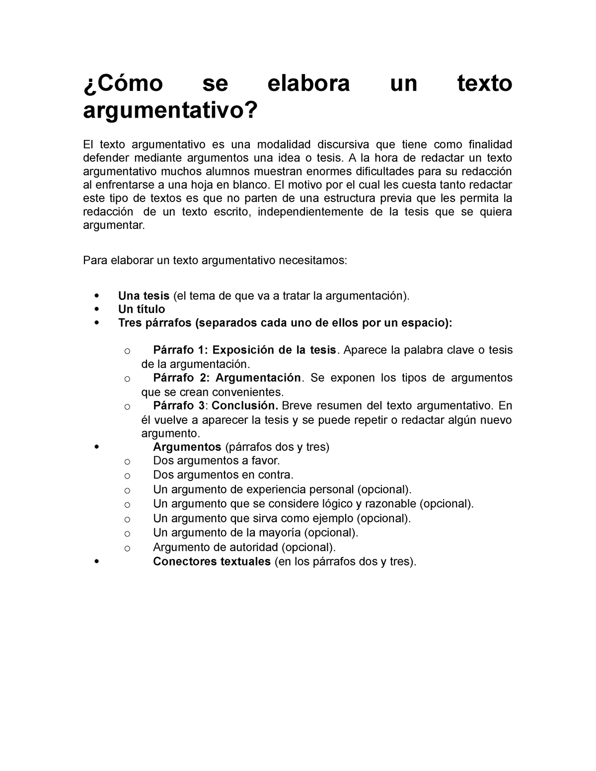 Cómo se elabora un texto argumentativo - ¿Cómo se elabora un texto ...