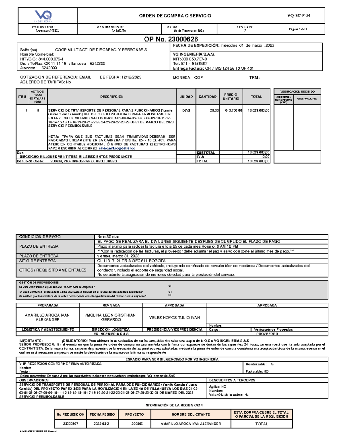RDR5843500 ES 157350 46910 3654 - ORDEN DE COMPRA O SERVICIO VQ-SC-F ...