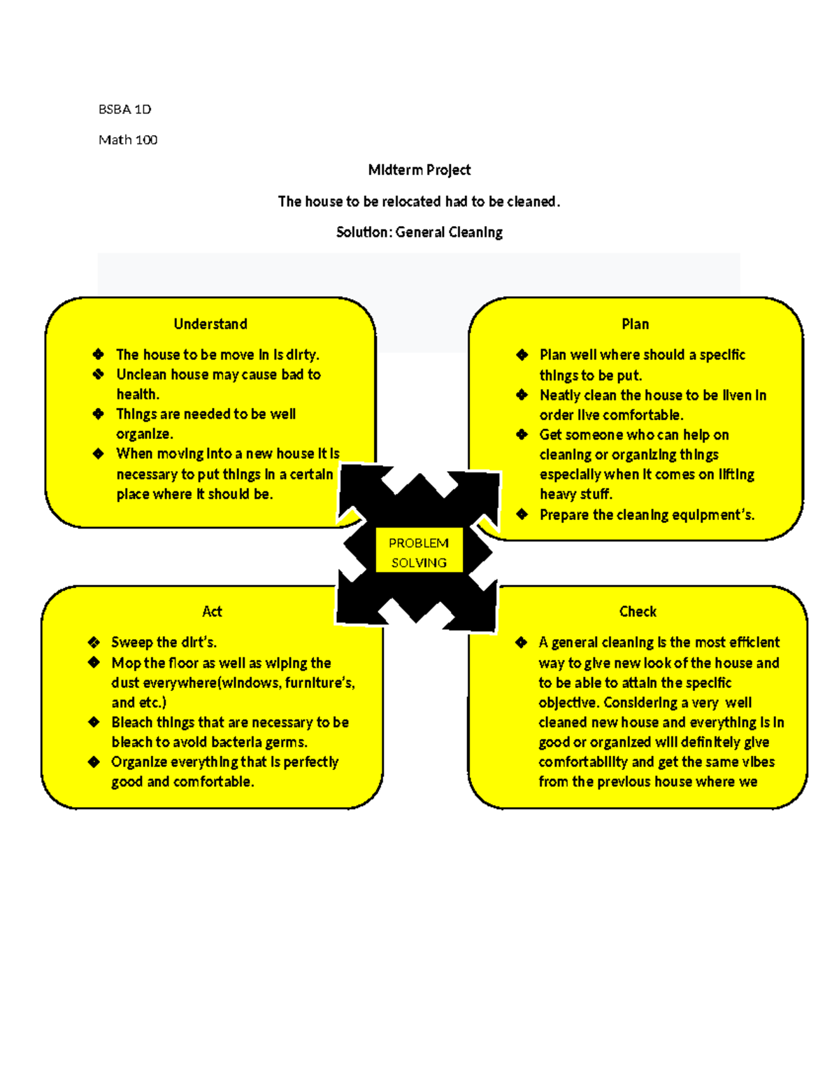 Math project resolving certain issues bsba 1d math 100 midterm