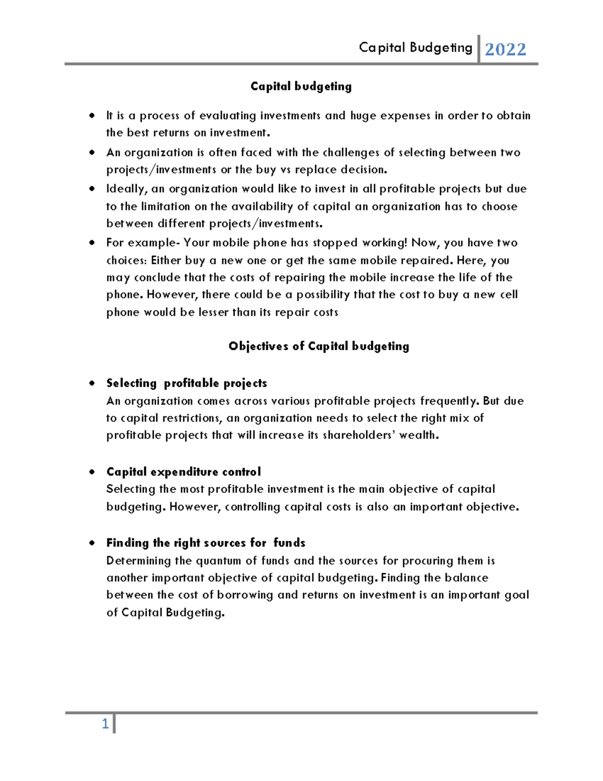 Capital Budgeting - An organization is often faced with the challenges ...