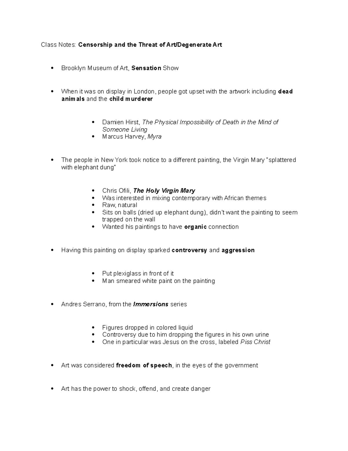 ARTH Censorship and the Threat of ArtDegenerate Art Class Notes