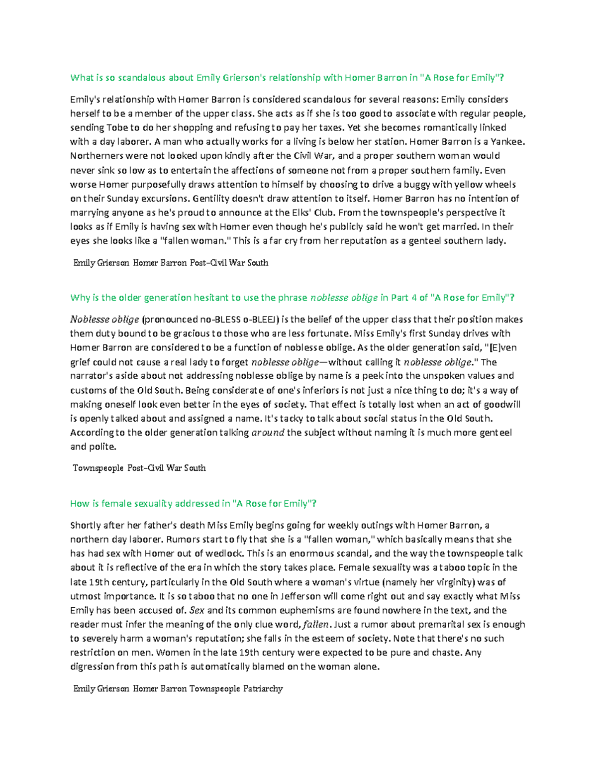 A rose for Emily question and answers What is so scandalous about Emily Grierson's