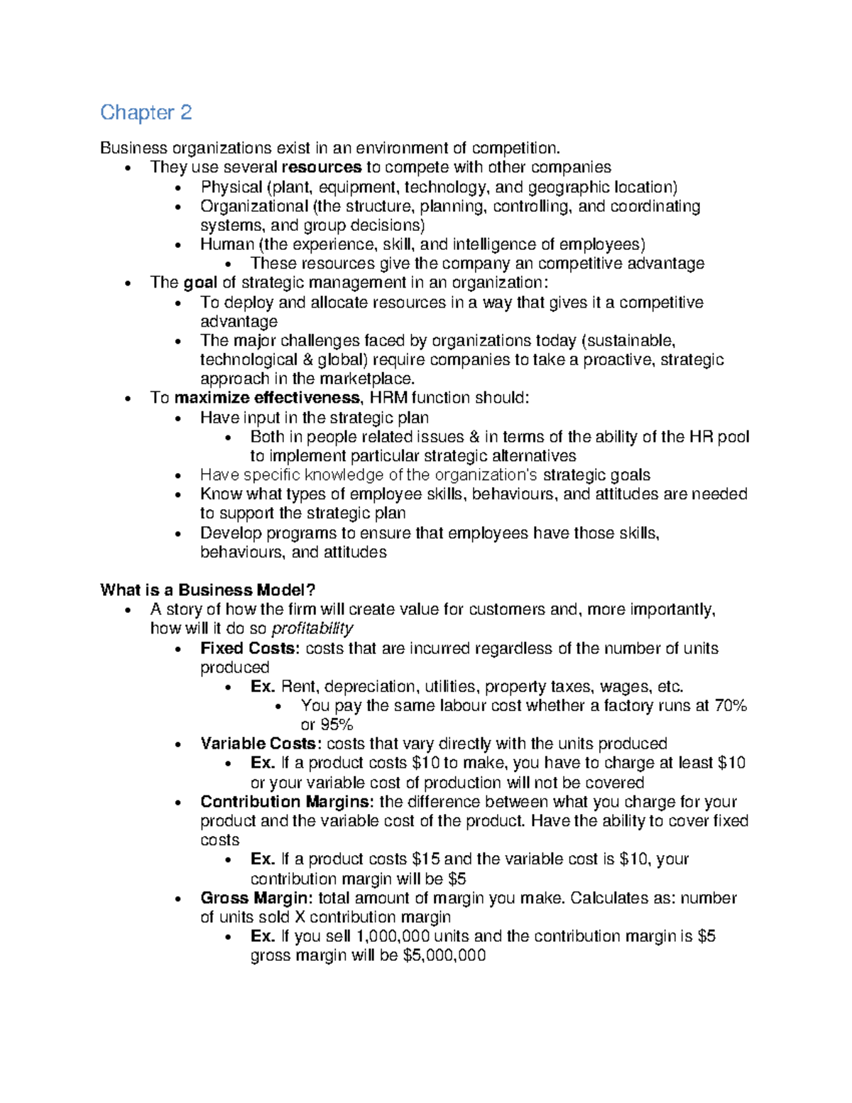 Lecture notes, lectures chapter 2 - 5 - Chapter 2 Business ...