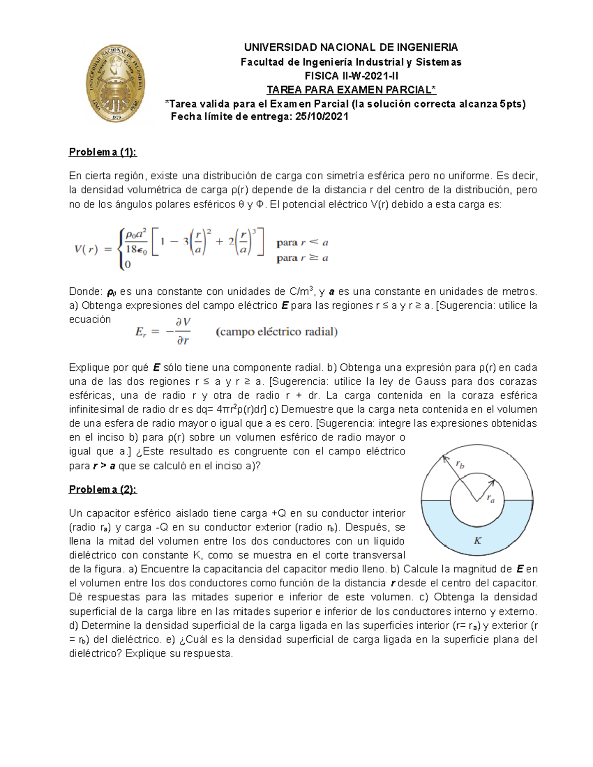 Tarea Examen Parcial Fisica II W 2021 II UCV Studocu