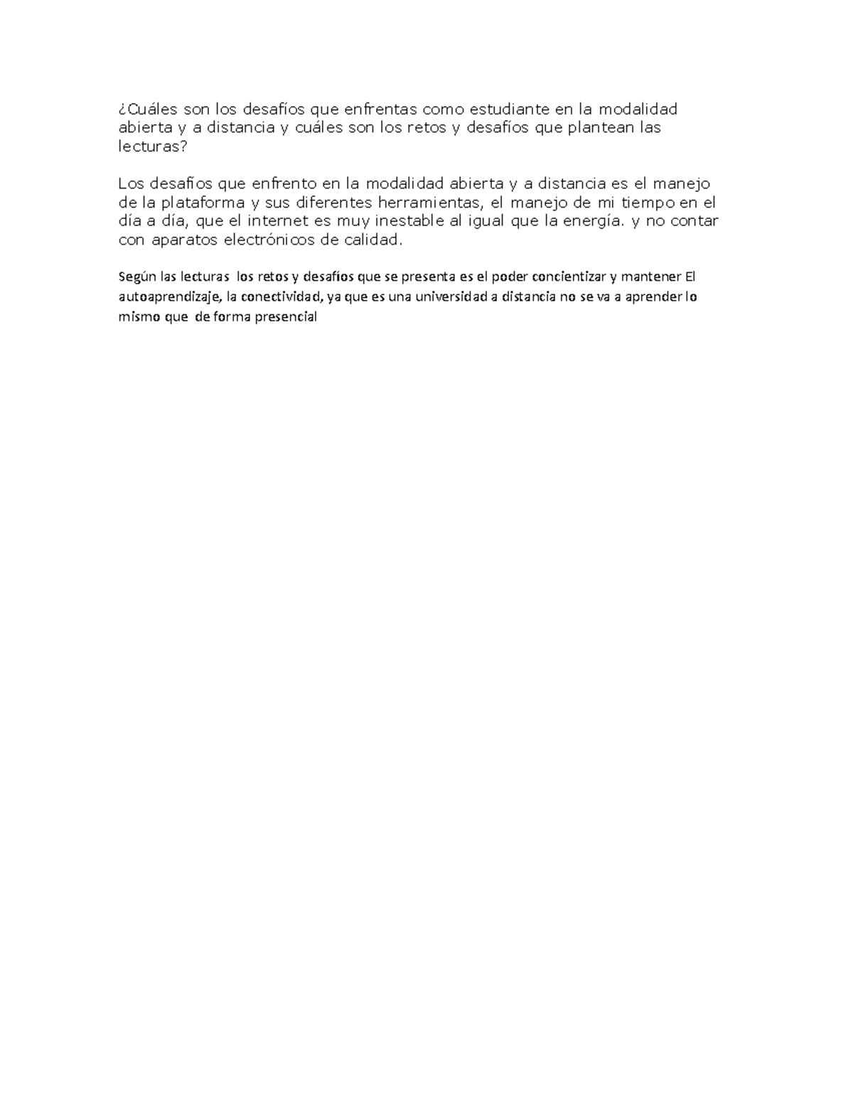 Cuáles son los desafíos que enfrentas como estudiante en la modalidad ...
